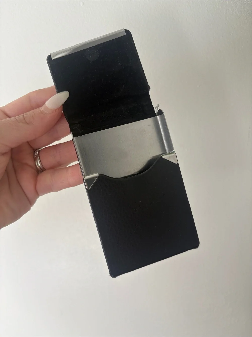 Classic Black Leather Business Card Holder